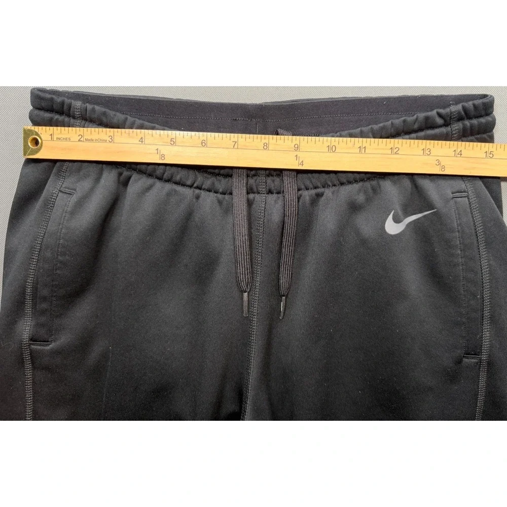 Nike Fleece Straight Leg Track Pants Black Drawstring Swoosh | Men's Small
